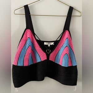 Madden NYC crochet tank crop halter top 4X NWT